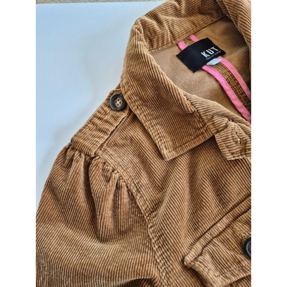 Kut From The Kloth Kyra Jacket Corduroy Size Med Junior Brown Button Pockets - Picture 7 of 10